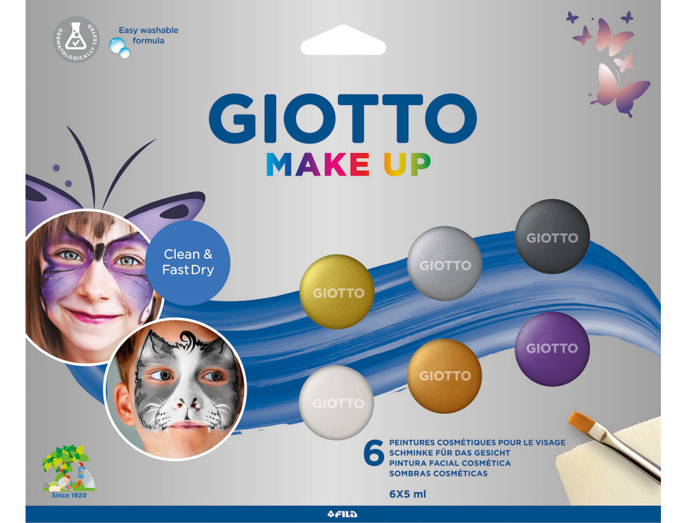 Giotto Metallic Schminkfarben – Mehrfarbig – 30 ml – Creme – 6 Stk