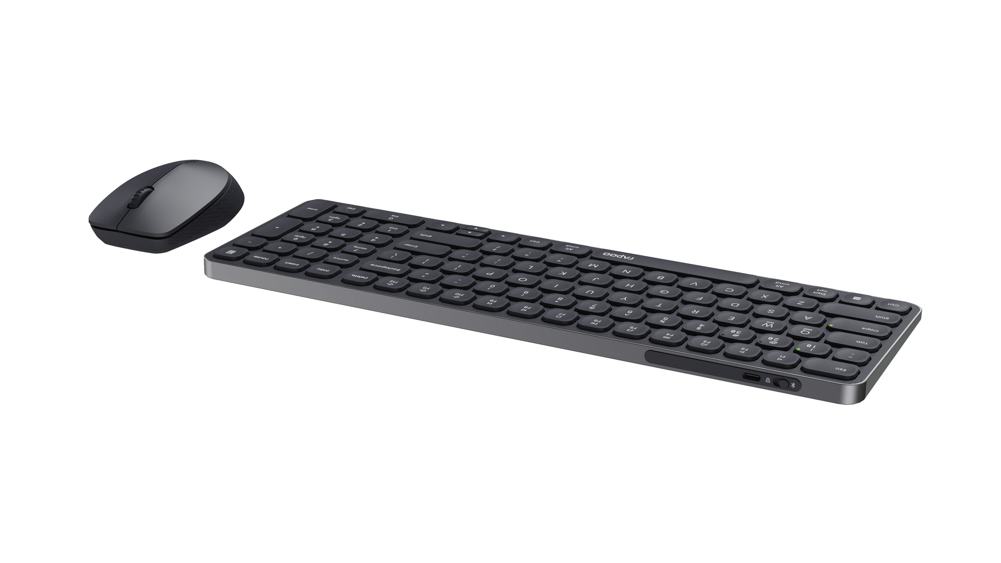 Rapoo 9710M – Tastatur, kabellos (Bluetooth/2,4 GHz), CH-Layout (DE-CH), Fullsize (mit Ziffernblock), grau – f