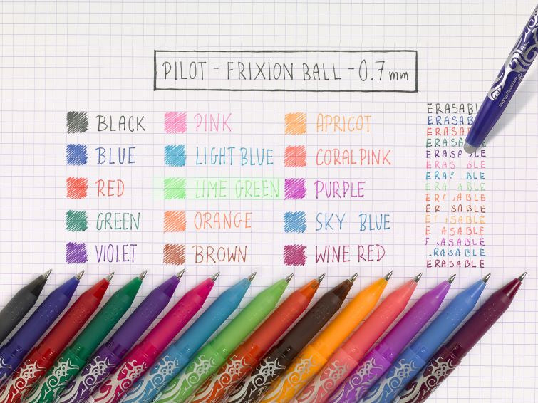 Pilot FriXion Ball – Tintenroller, 0,7 mm, blau, radierbar, Kunststoff, sortiert