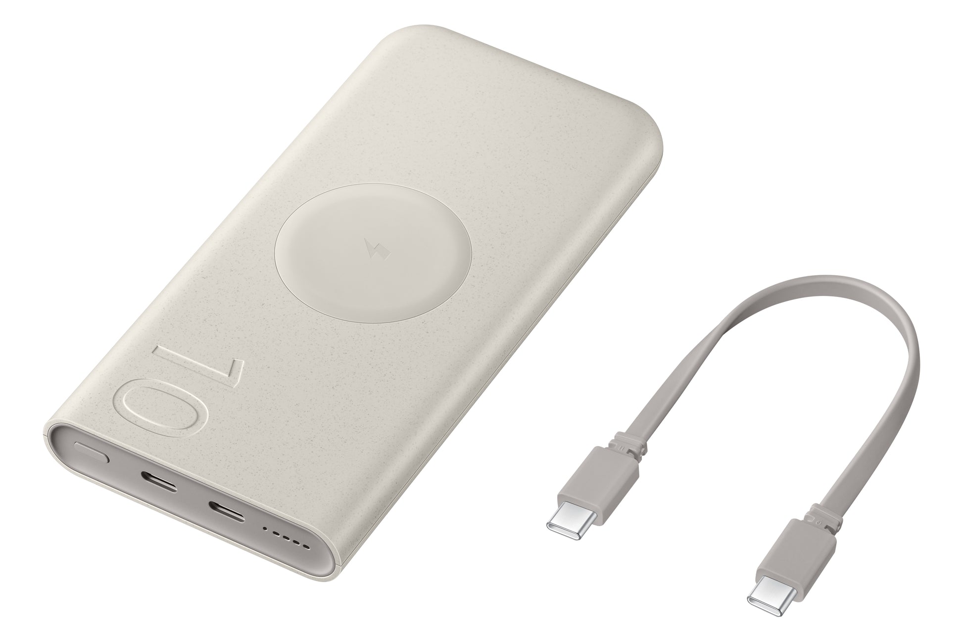 Samsung Powerbank 10000 mAh, PD 25 W, 2× USB-C, kabelloses Laden, für Smartphones, Beige