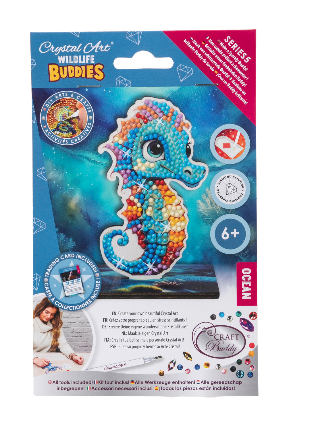 CRAFT Buddy Diamond-Painting-Set Seepferdchen – 11 cm – ab 6 Jahren