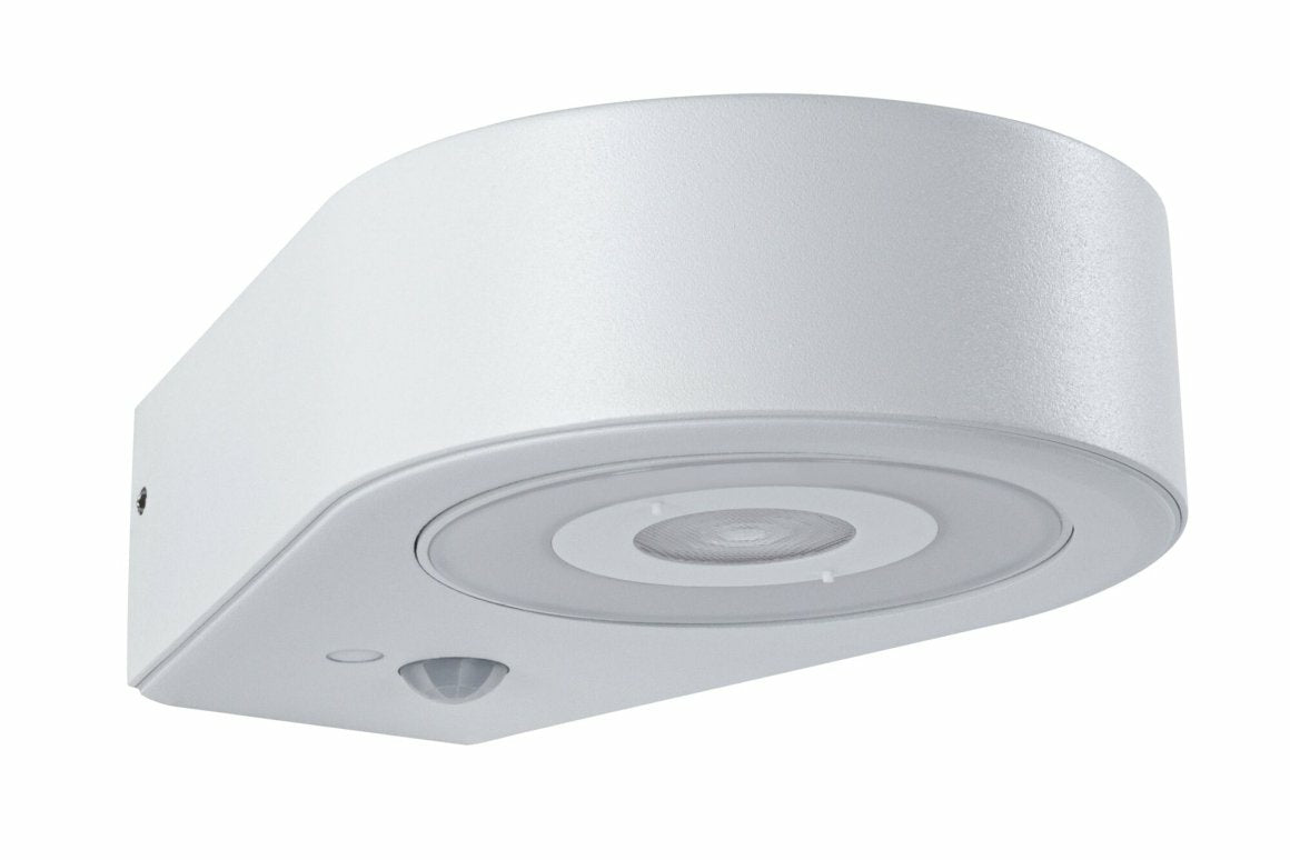 Paulmann Aussenwandleuchte – Warmweiss, 3000 K – IP44 – Netzbetrieb – mit Bewegungsmelder – Weiss, Aluminium