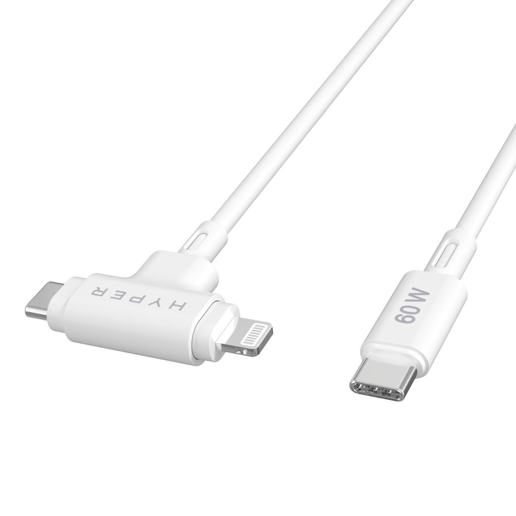 HYPER USB-C auf Lightning Kabel, 1,5 m, Weiss, Silikon, Schnellladen, MFi-zertifiziert