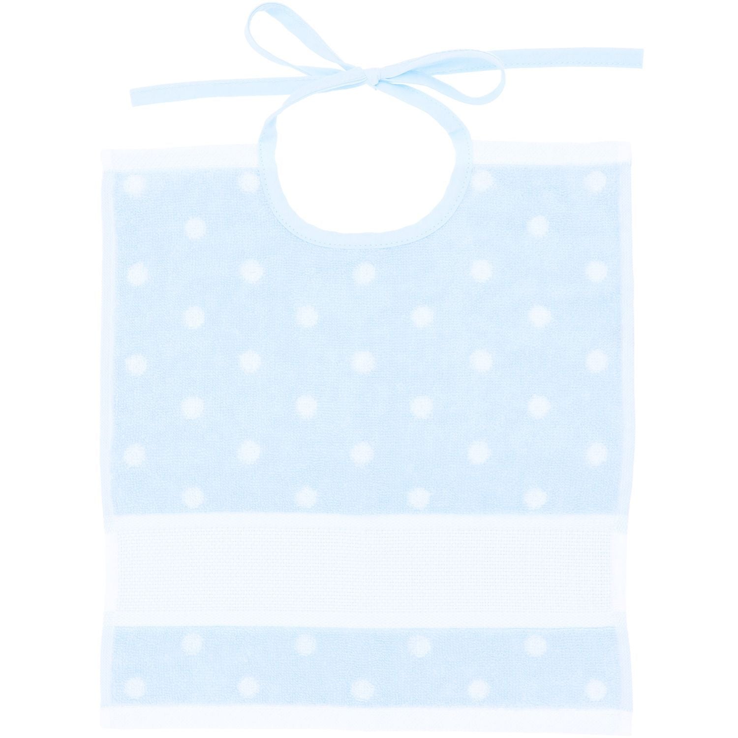Rico Design Lätzchen – 30 × 34 cm – 100% Baumwolle – blau, weiss gepunktet – 1 Stk