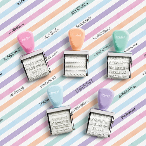 Trodat Bullet Journal Motivstempel, selbstfärbend, 12 Motive, 30 × 5 mm, Kissen sortiert, deutsch
