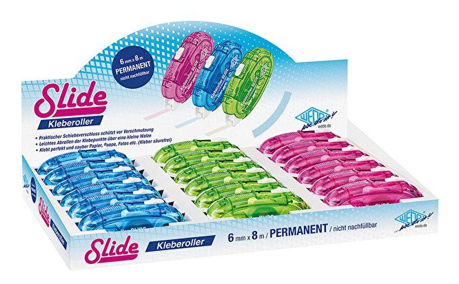Wedo SLIDE Kleberoller – Roller, permanent, farbig, 18 Stk.