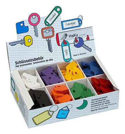 Wedo Schlüsselanhänger eckig – Kunststoff, sortiert, 27 × 30 mm, 200er-Pack