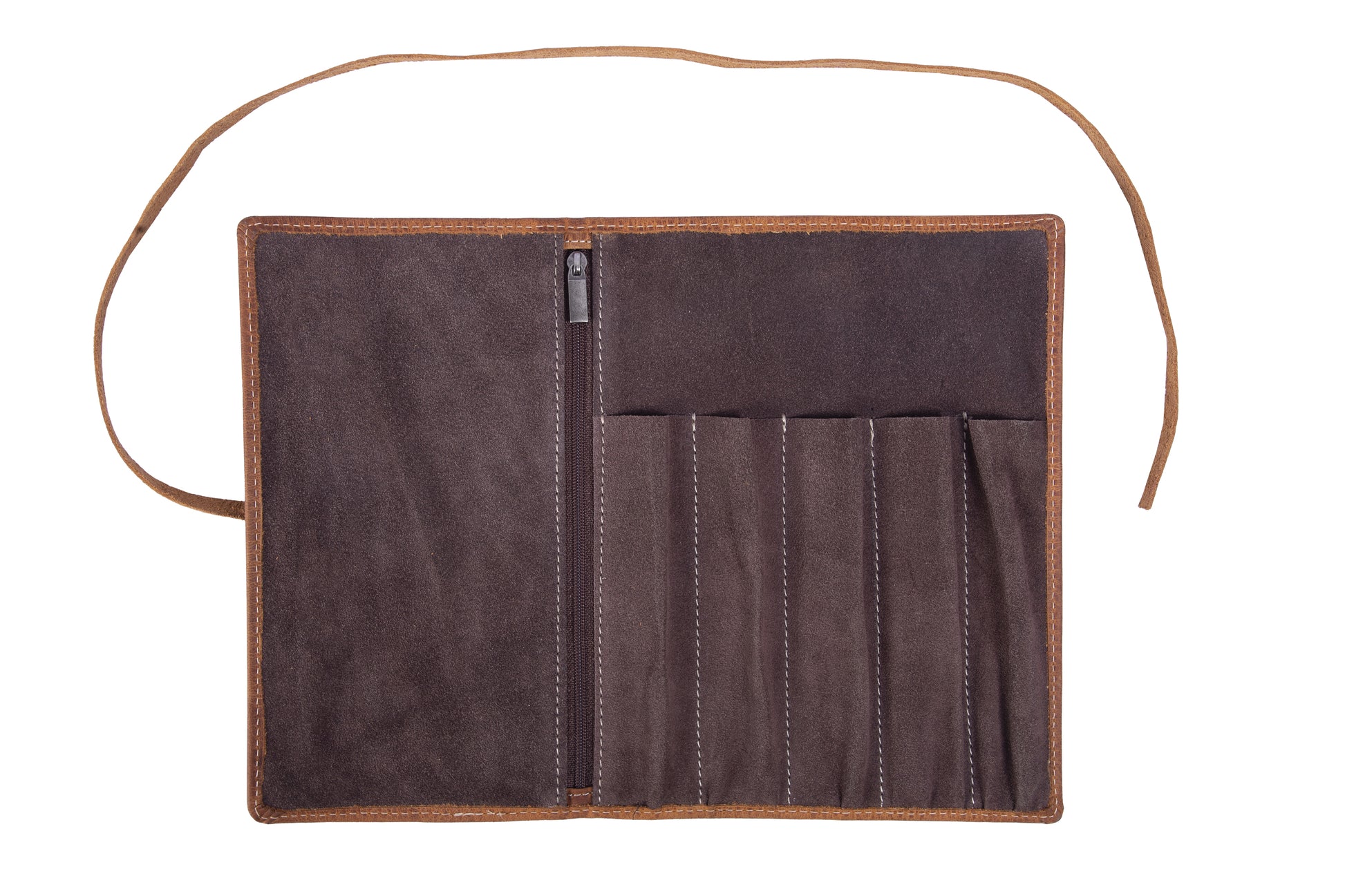 Alpenleder Etui Stifterolle, leer – braun/hellbraun – Leder