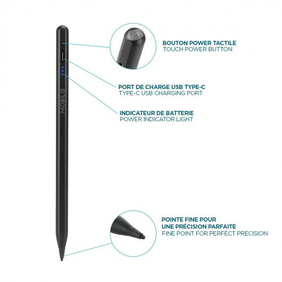 Mobilis Eingabestift für Tablets – 10 h Akku – Schwarz
