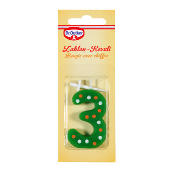 Dr. Oetker Geburtstagskerzen Zahl 3 – mehrfarbig – 50 × 135 mm – 1 Stk