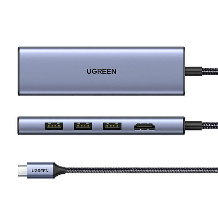 Ugreen 20956A Multiport-Adapter – USB-C, 1× HDMI, 3× USB-A, SD/microSD, für Windows/Mac/Linux