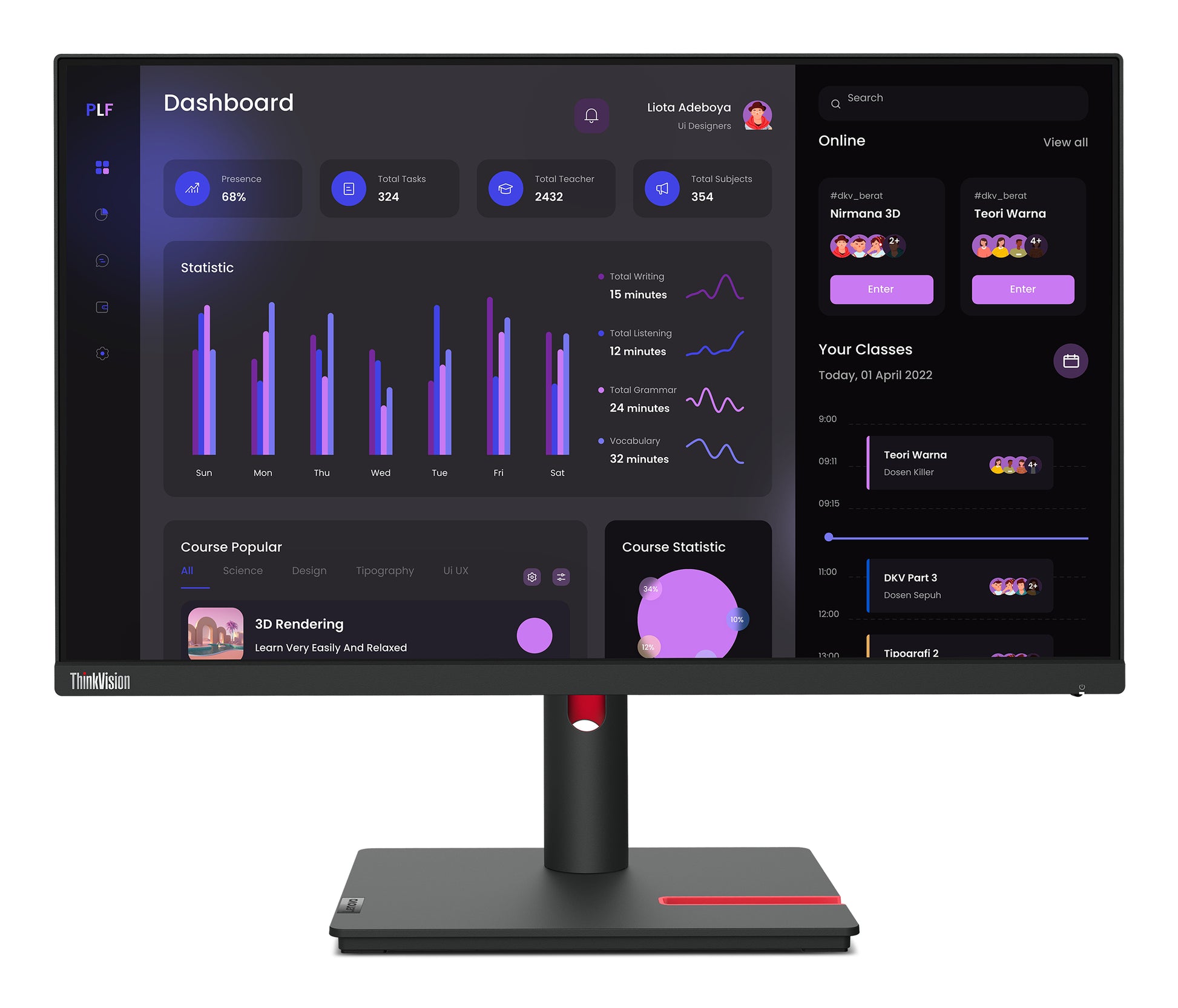 Lenovo ThinkVision T24i-30 – 23,8", 1920 × 1080 (Full HD), IPS