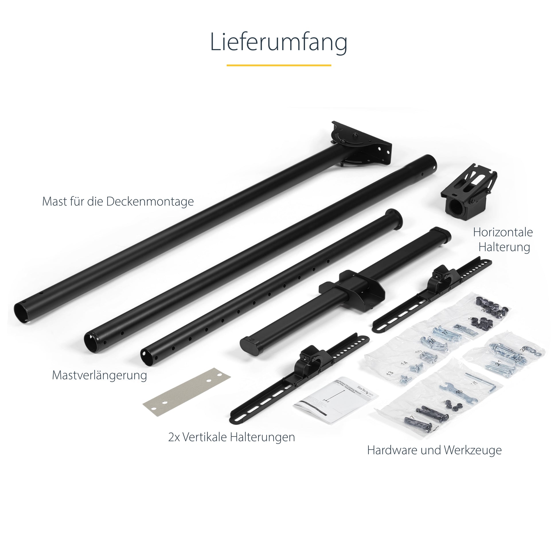 StarTech.com Deckenhalterung – Back-to-Back – 32–75" – VESA 200×200–600×400 – bis 50 kg, Teleskopmast