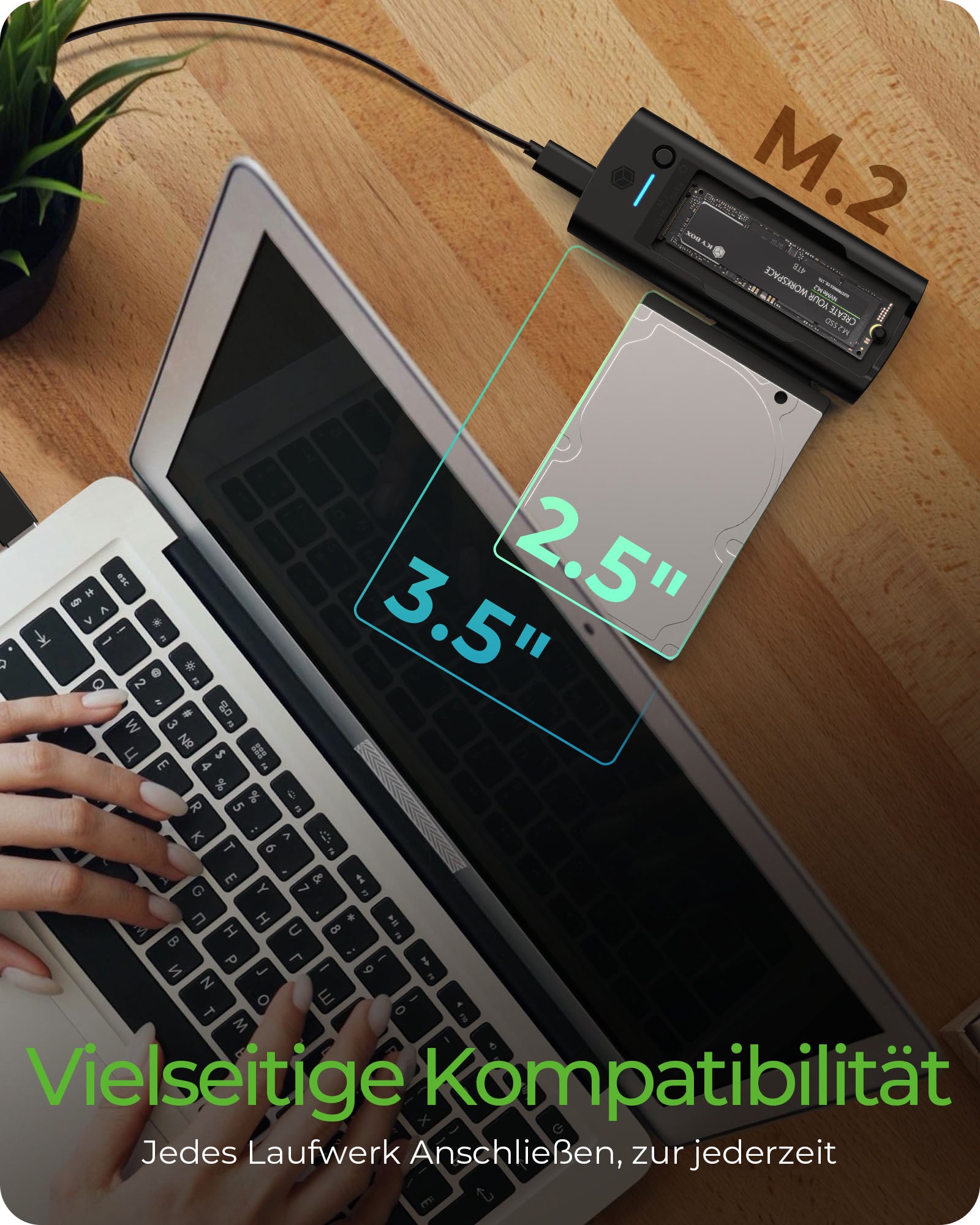 ICY BOX IB-180MS-C31 Dockingstation – USB-C, 10 Gbit/s, für Windows/Mac/Linux
