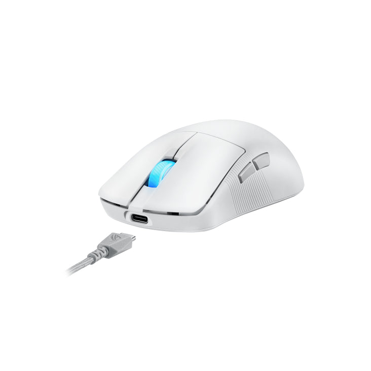 ASUS ROG Harpe Ace Mini WE Gaming-Maus – kabellos, 42'000 dpi, 8'000 Hz, beidhändig, Beleuchtung, weiss