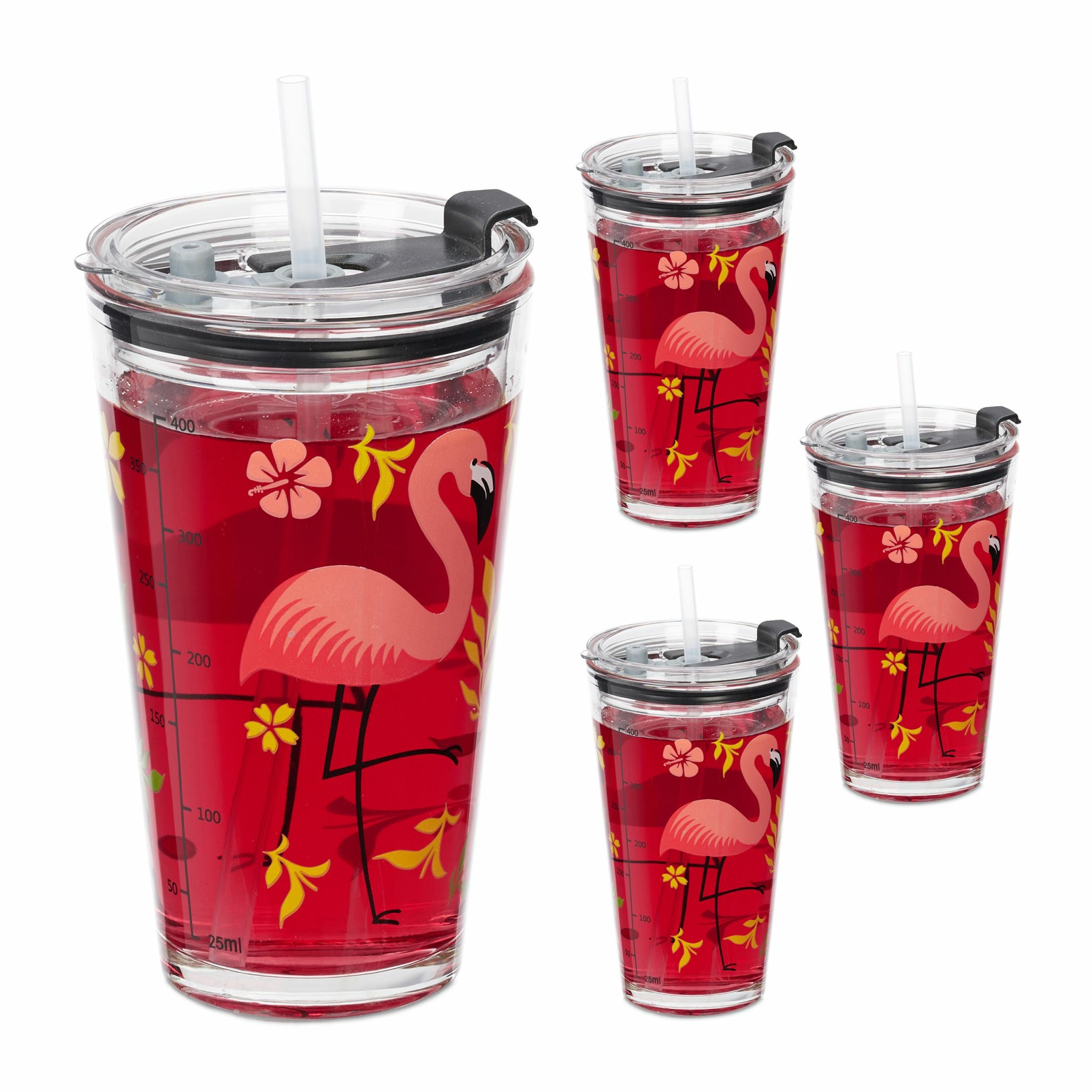Relaxdays Trinkglas – 450 ml, Kunststoff, Grün, spülmaschinenfest