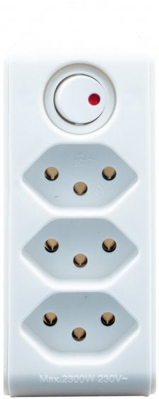 Brennenstuhl Abzweigstecker T12 zu 3× T13 – 230 V, 10 A, 300° drehbar, mit Schalter – Weiss