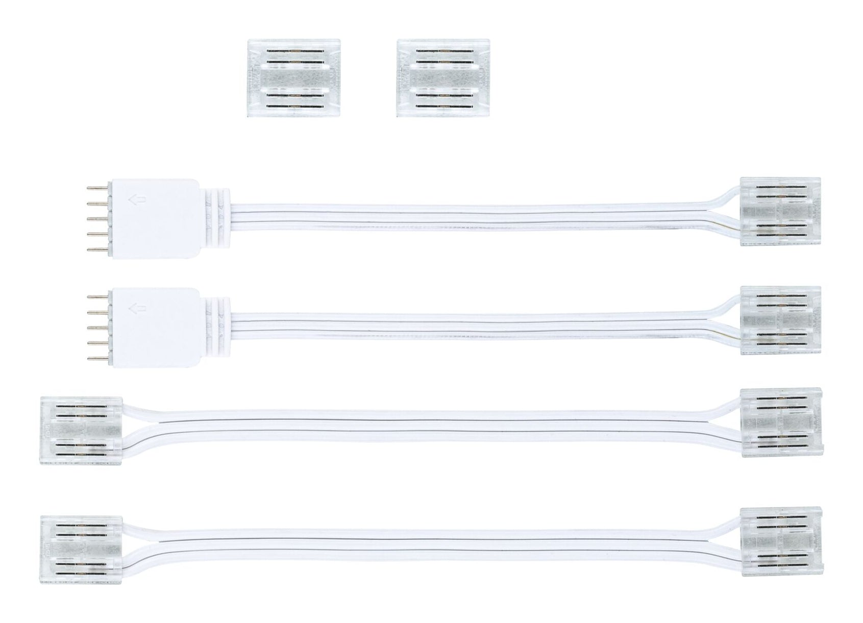 Paulmann Adapter-Set (Beleuchtungsstecker) – 4 Stk. – Transparent, Weiss, Kunststoff – 130 × 11,5 × 45 mm