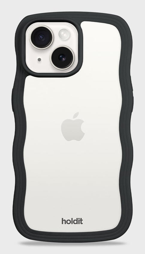 HoldIt Wavy Backcover – für Apple iPhone 13, PC+TPU+Silikon, Schwarz/Transparent