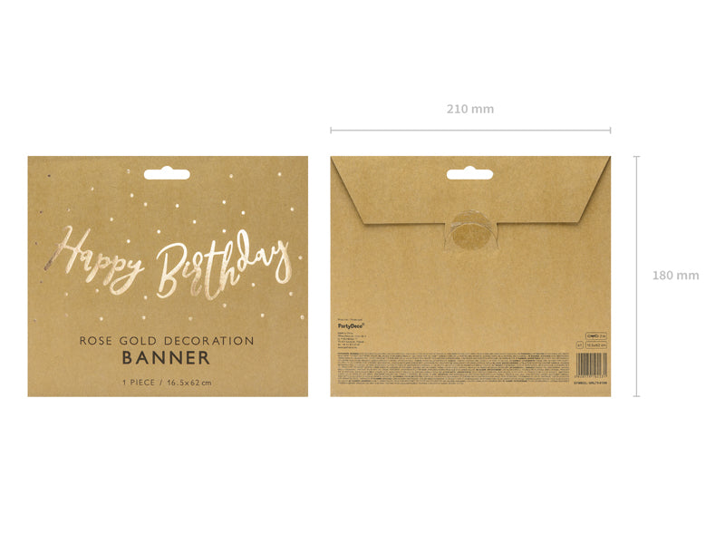 PartyDeco Fahnenbanner Happy Birthday – Gold – 62 × 16,5 cm – Papier – 1 Stk