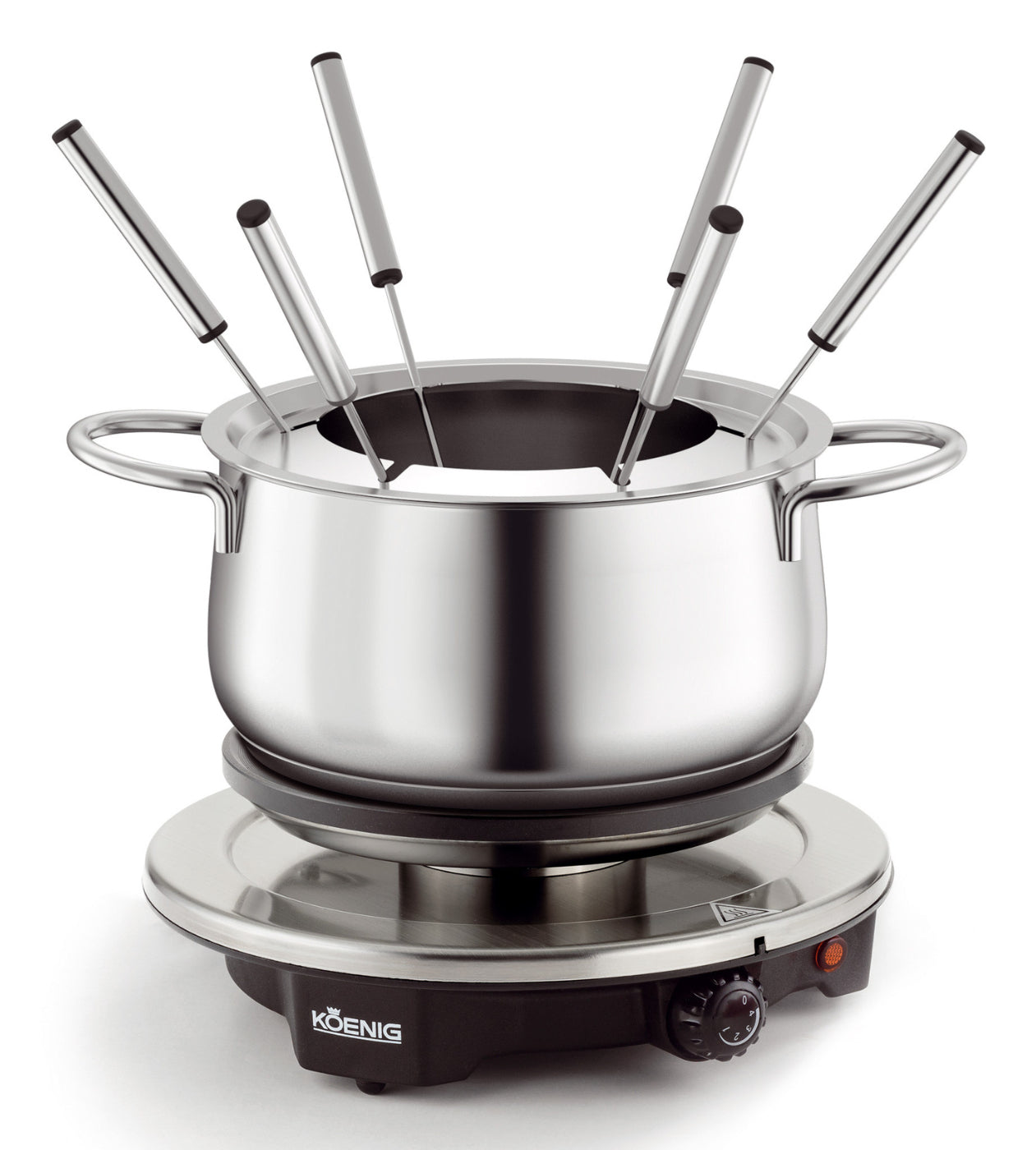 Koenig Fondue-Set B02238 – Edelstahl, 2 l, 6 Personen – elektrisch