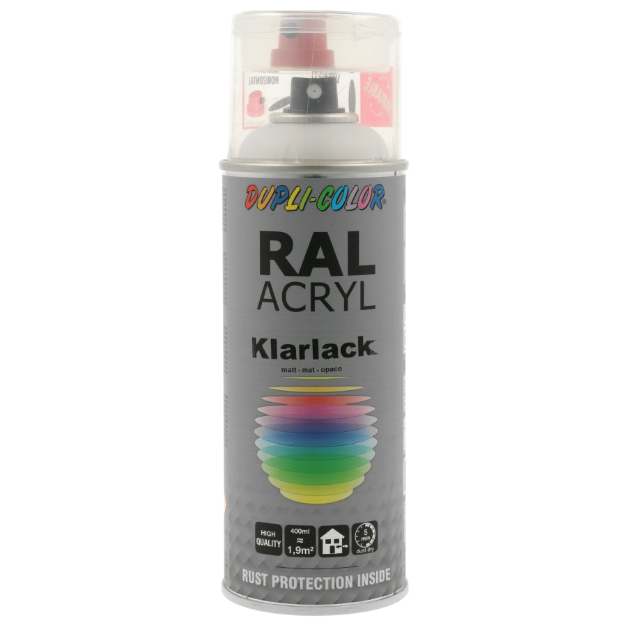 Dupli-Color Acryl-Grundierung Klarlack – Transparent, matt – 400 ml – für Glas, Metall, Kunststoff
