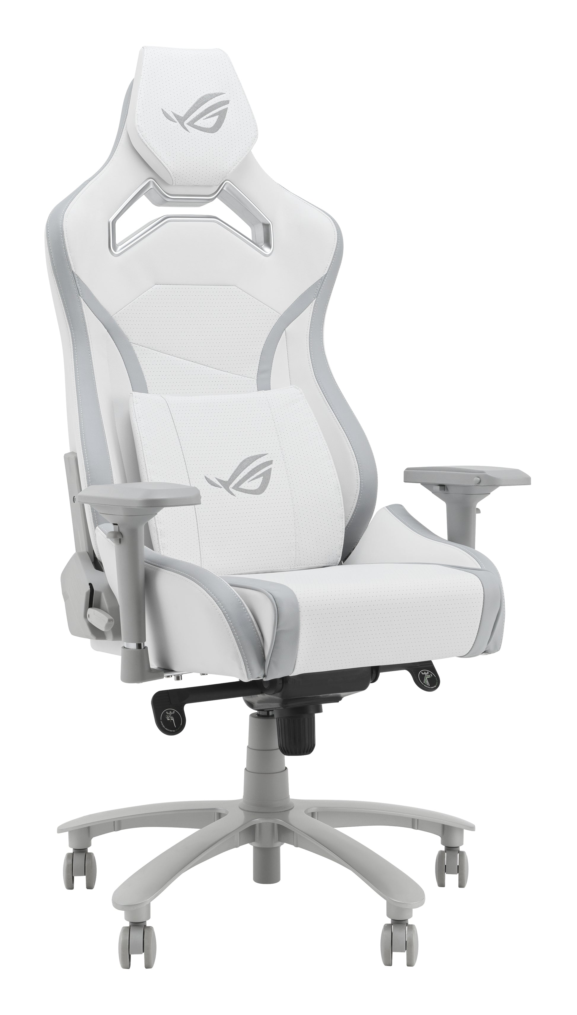 ASUS ROG Chariot X Core Gaming-Stuhl – Kunstleder – Weiss, 4D-Armlehnen, mit Kopfstütze, Lendenkissen, bis 136 kg