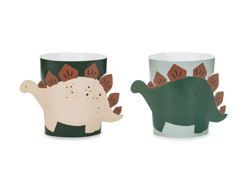 PartyDeco Dinosaurier Bechermanschetten – Mehrfarbig – Ø 29,5 cm × 10 cm – 6 Stk – Nur zur Dekoration