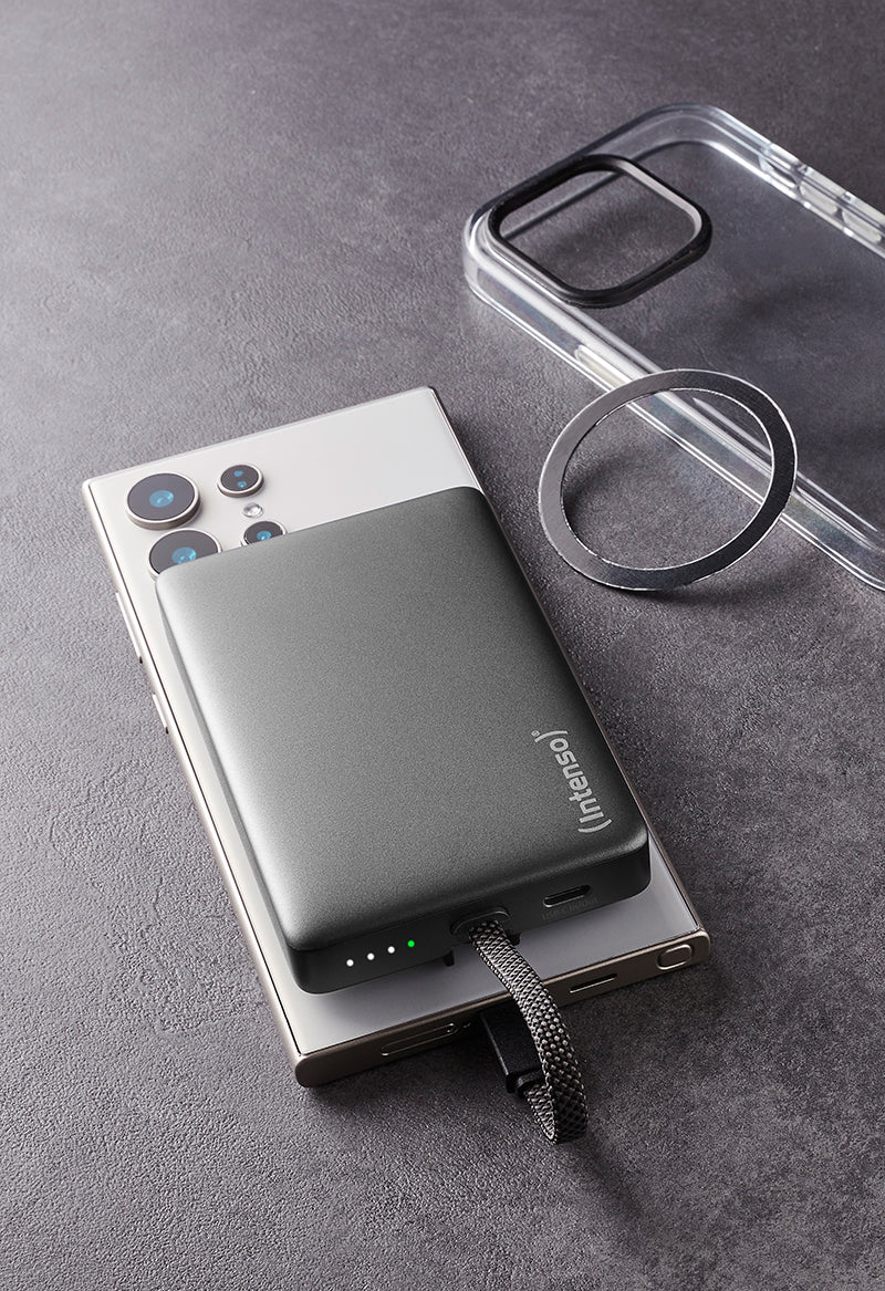 Intenso MC10000 MagSafe Powerbank 10'000 mAh – 20 W PD, 2× USB-C, schwarz/grau