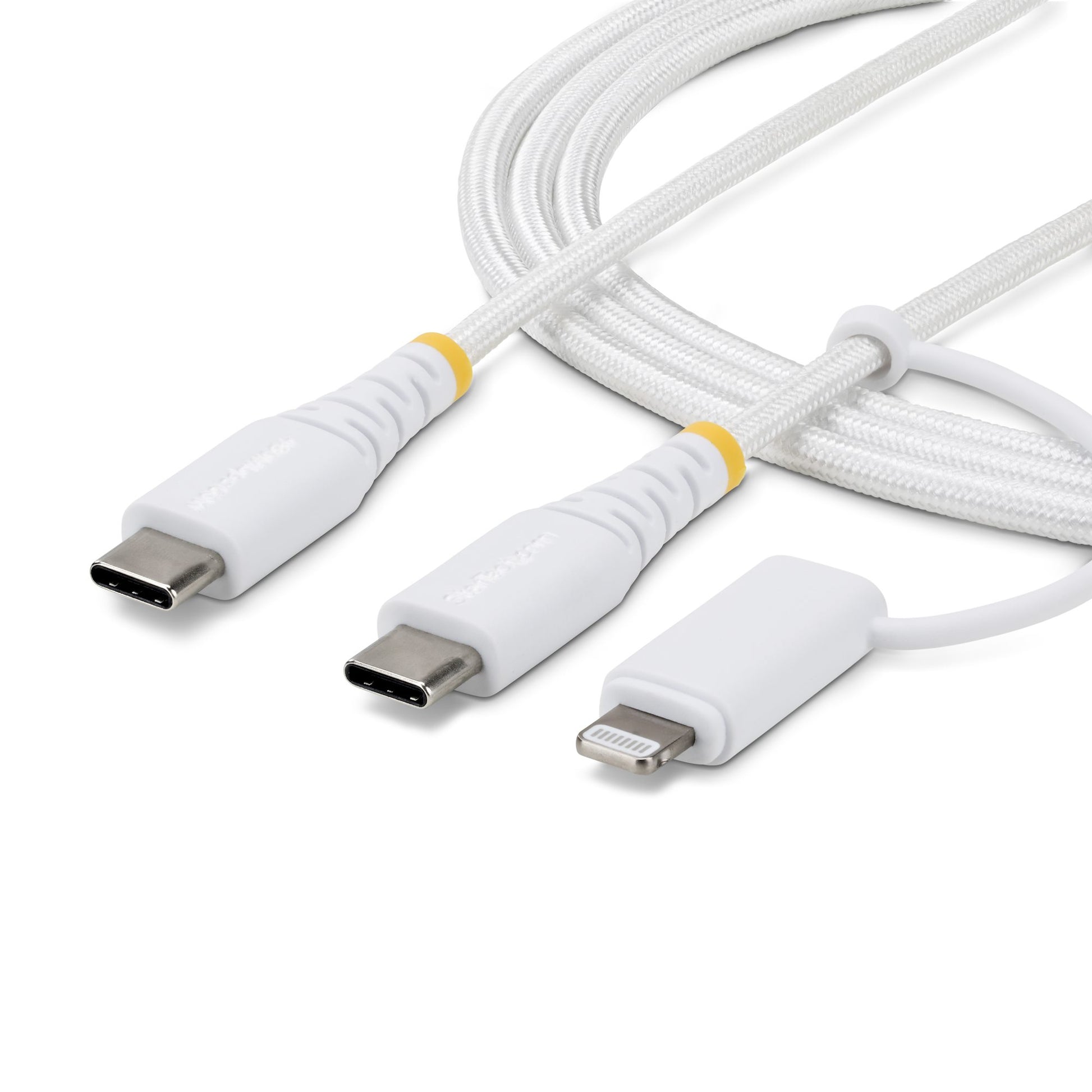 StarTech.com USB-C auf USB-C Kabel – USB 2.0 (480 Mbit/s) – 1 m – PD 60 W – mit Lightning-Adapter – Weiss