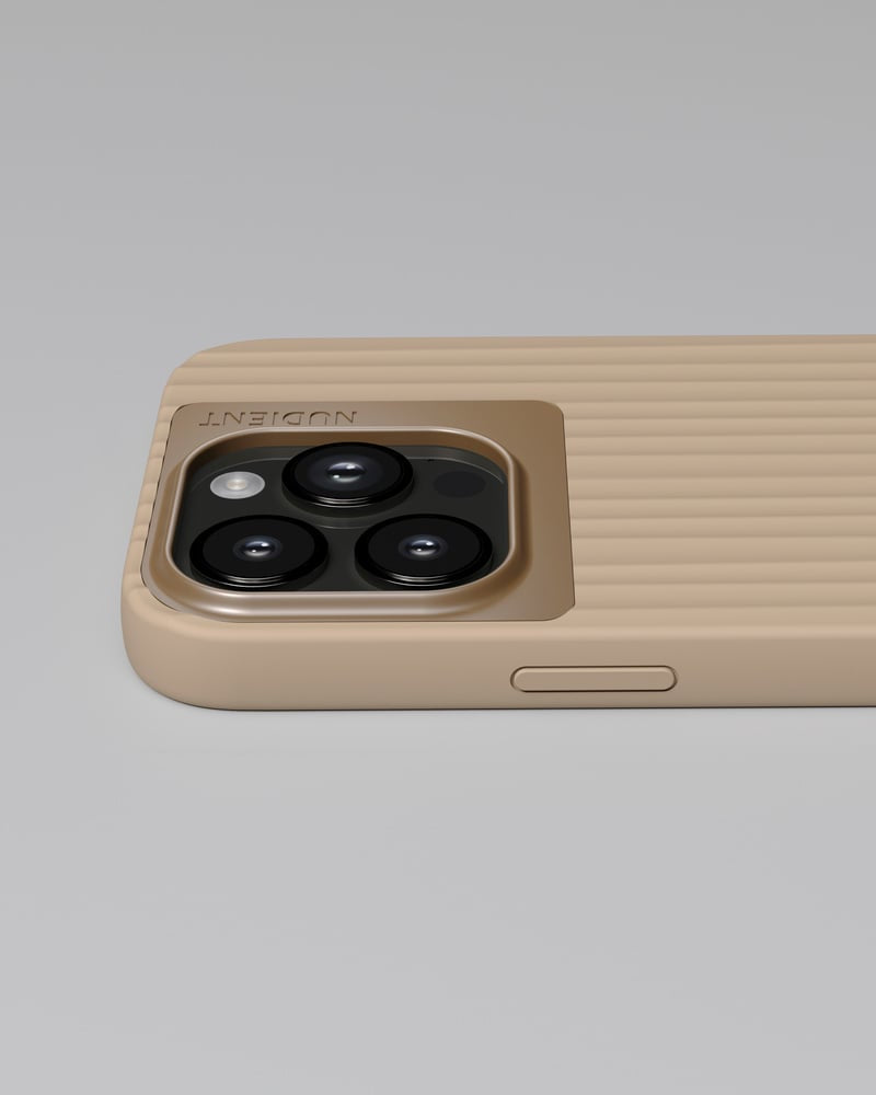 Nudient Bold – Backcover – für Apple iPhone 14 Pro, Aluminium+Mikrofaser+Kunststoff, Leinen Beige