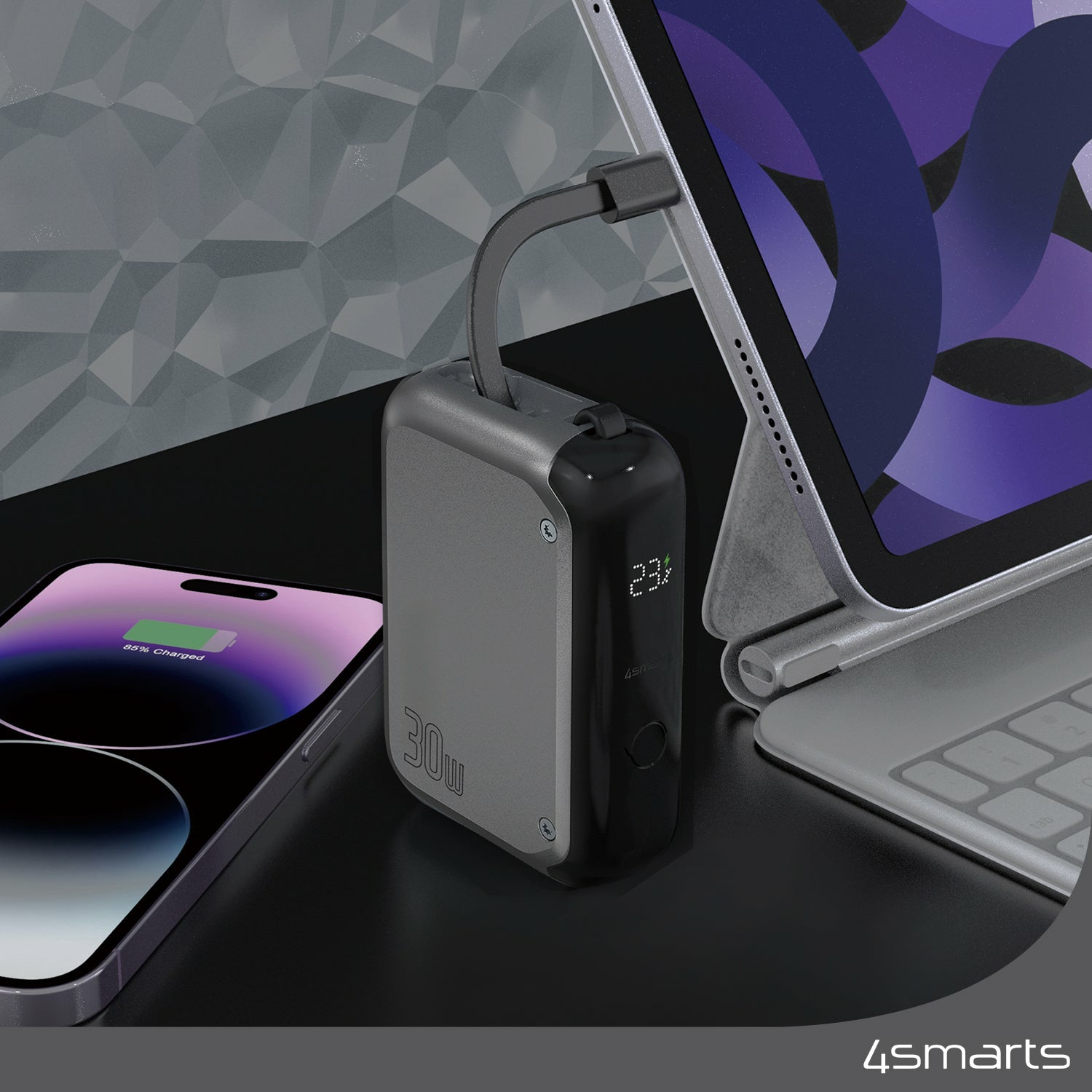 4smarts Powerbank Pocket 10'000 mAh spacegrau – 2 Geräte Ausgang