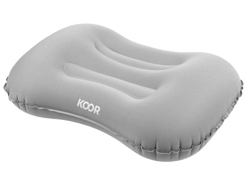 KOOR Reisekissen Sonno – aufblasbar, faltbar – für Auto, Flugzeug – 280 × 90 × 450 mm – grau – Polyester