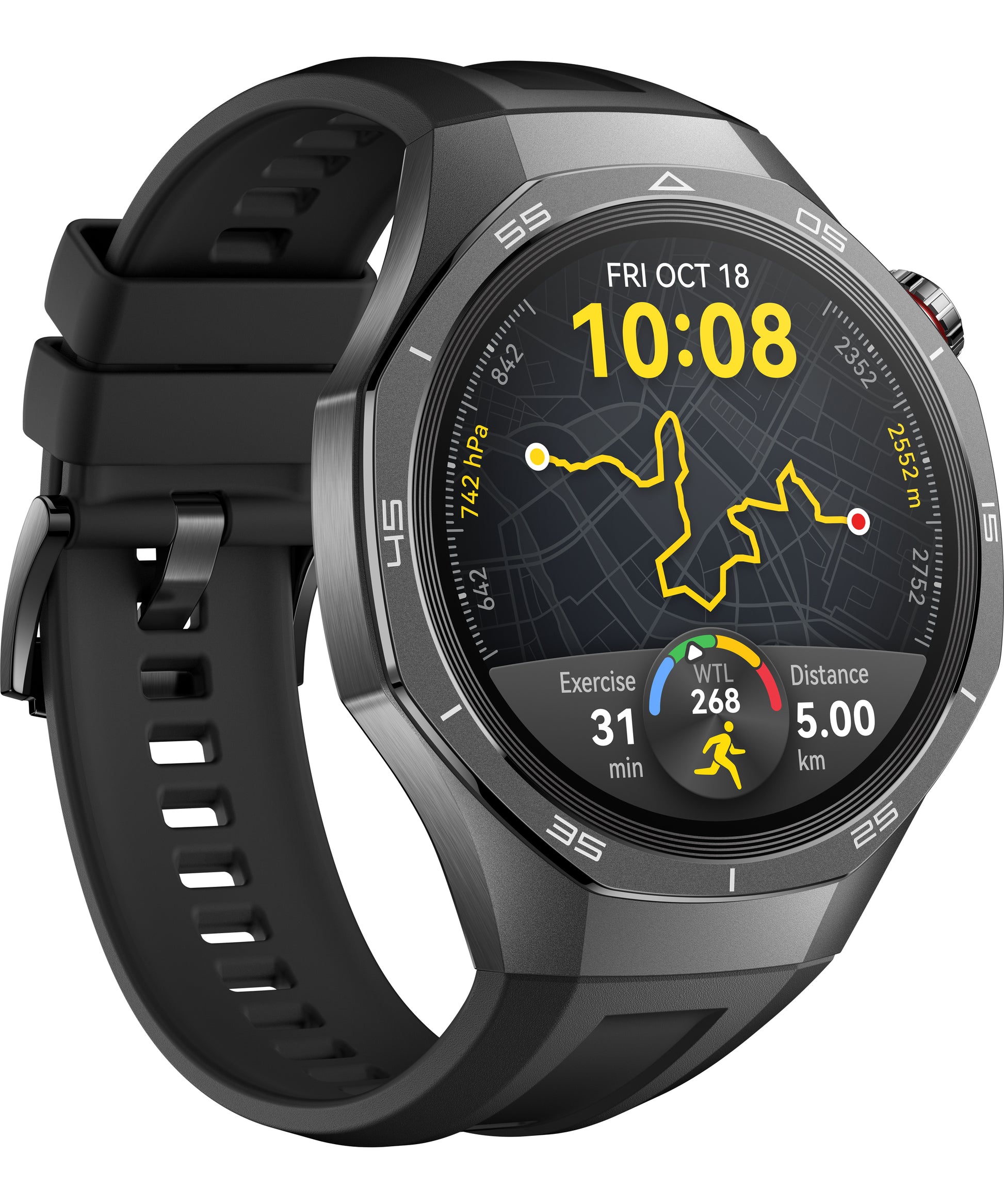 Huawei Watch GT5 Pro 46 mm GPS – Titan Schwarz, Sportband Schwarz, 50 m, für iPhone
