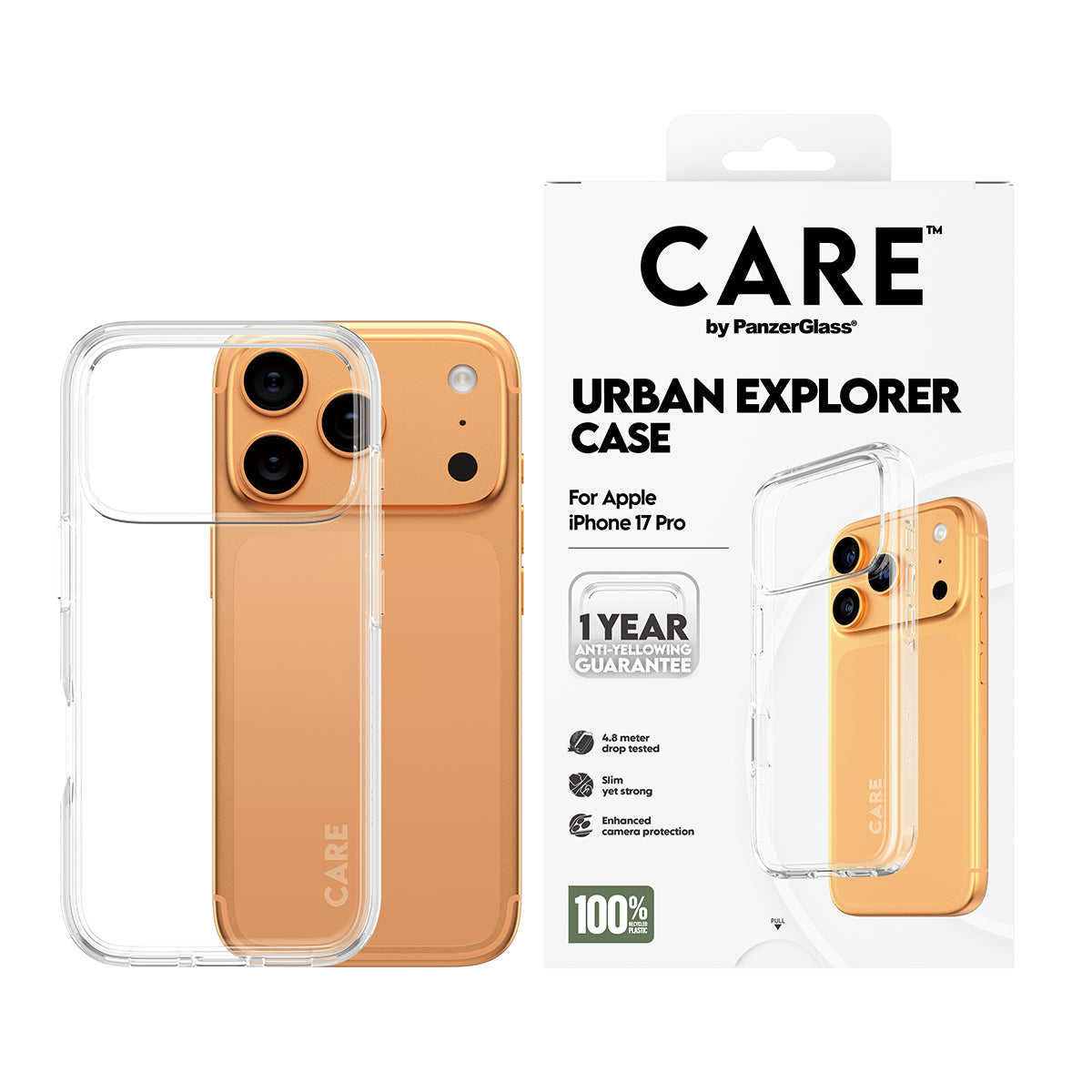 PanzerGlass Backcover CARE Flagship Case Urban Combat – für Apple iPhone 17 Pro – transparent – TPU