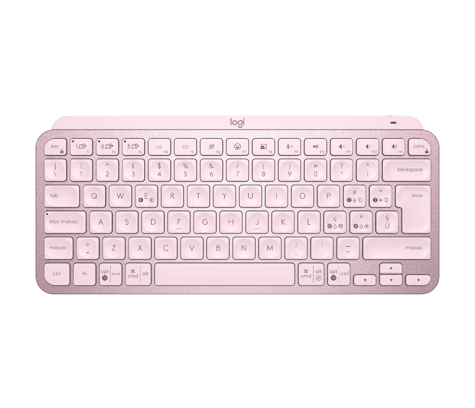 Logitech MX KEYS MINI – Tastatur, kabellos, IT-Layout (IT), 60%, beleuchtet, Rosa
