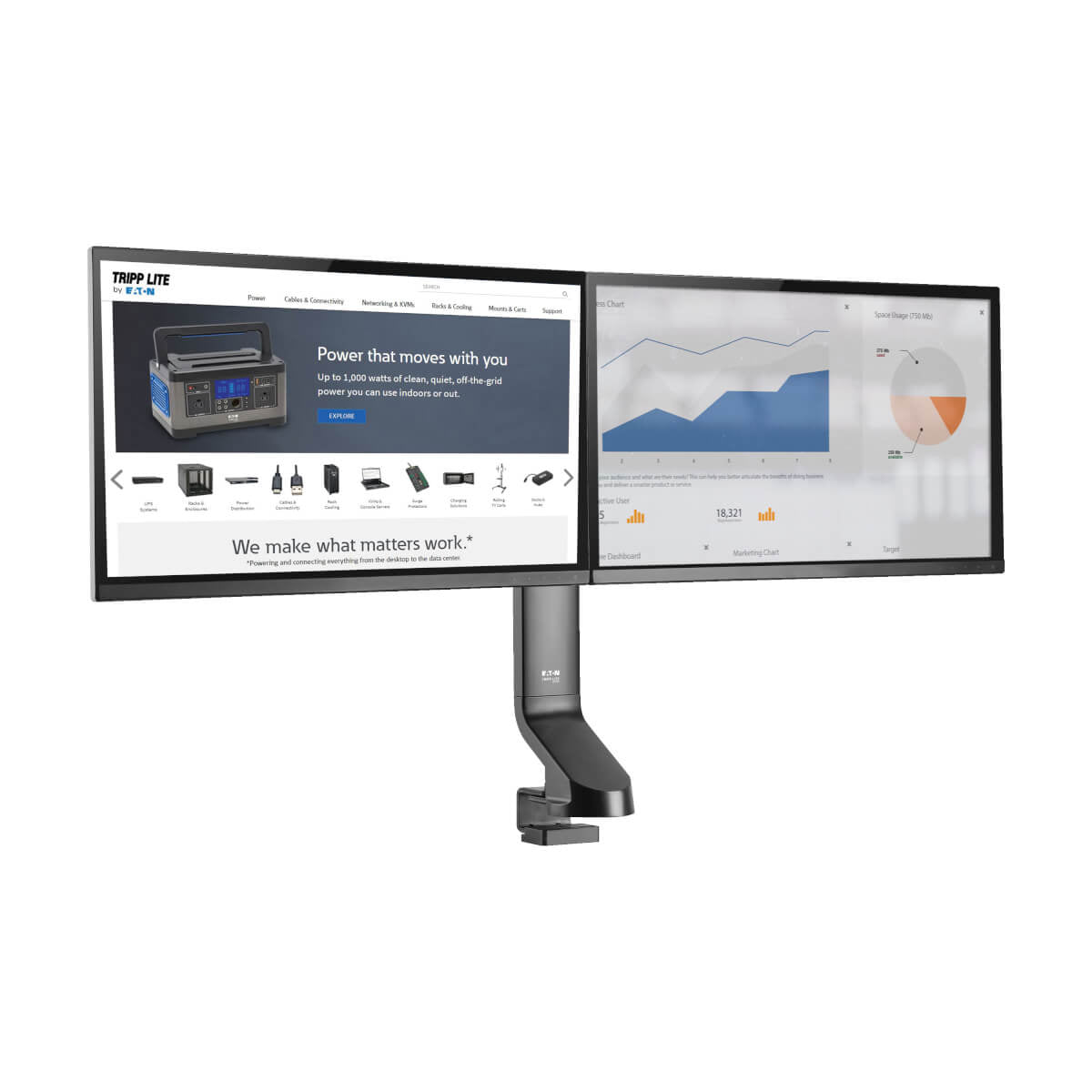 Tripp Lite DDR1727DC – Monitorarm Tischhalterung – Klemme/Durchführung – 2 Monitore – 17–27"