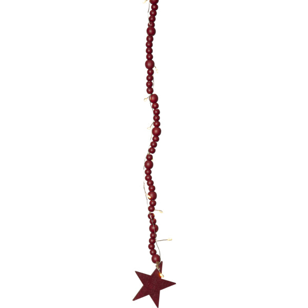 Star Trading Lichterkette Beady – 30 LEDs, 1,5 m, batteriebetrieben, warmweiss, Timer – Rot