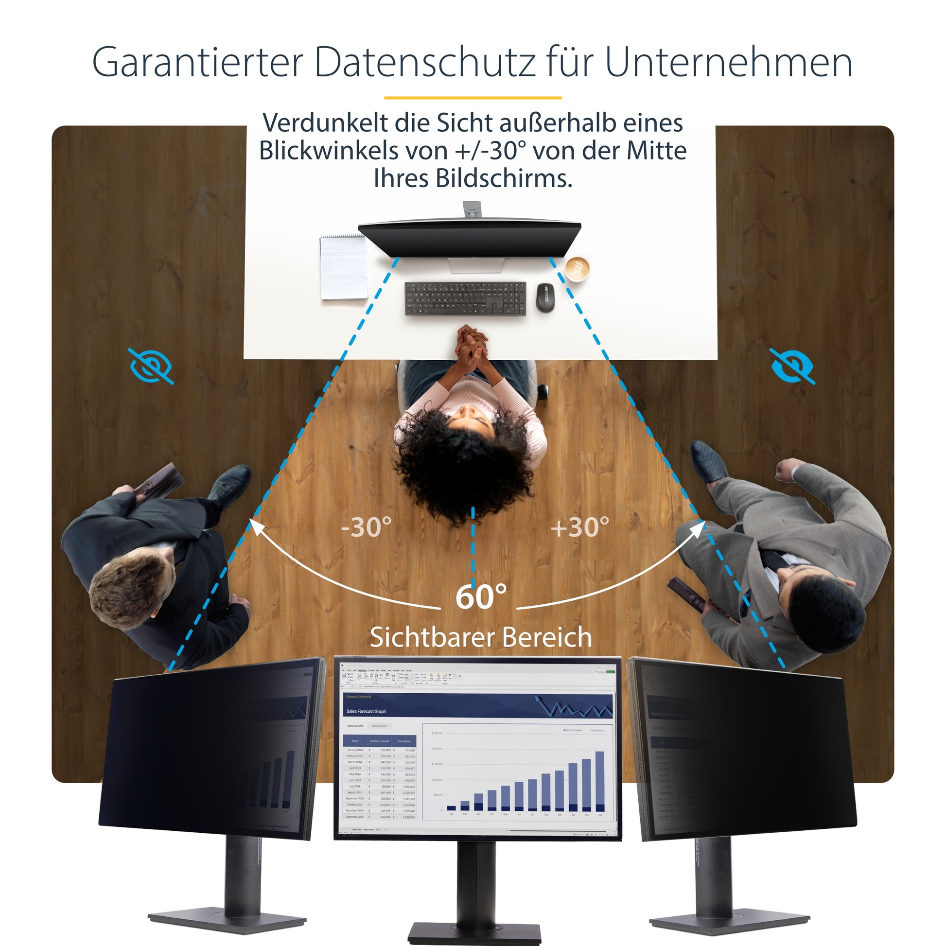 StarTech.com Blickschutzfilter für 24" Monitor, 16:9 – 613 × 356 mm, rahmenlos, glänzend
