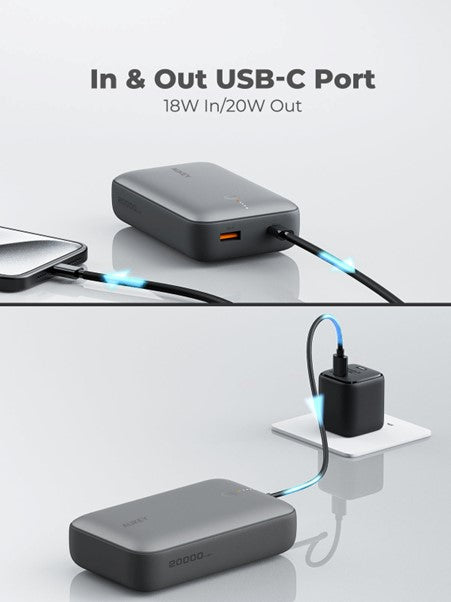 AUKEY Powerbank 20000 mAh, PD 20 W, Grau