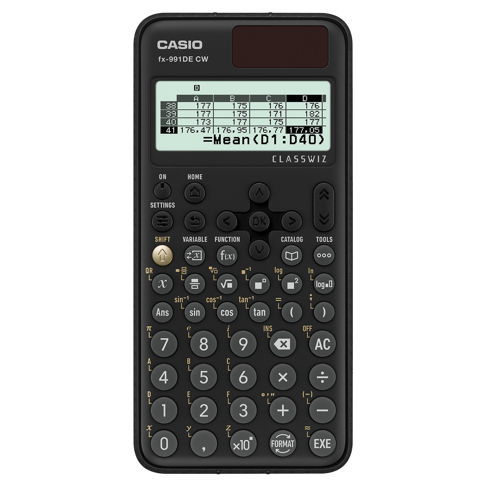 Casio Taschenrechner FX-991DE CW – 12-stellig, LCD, Solar + Batterie, Schwarz