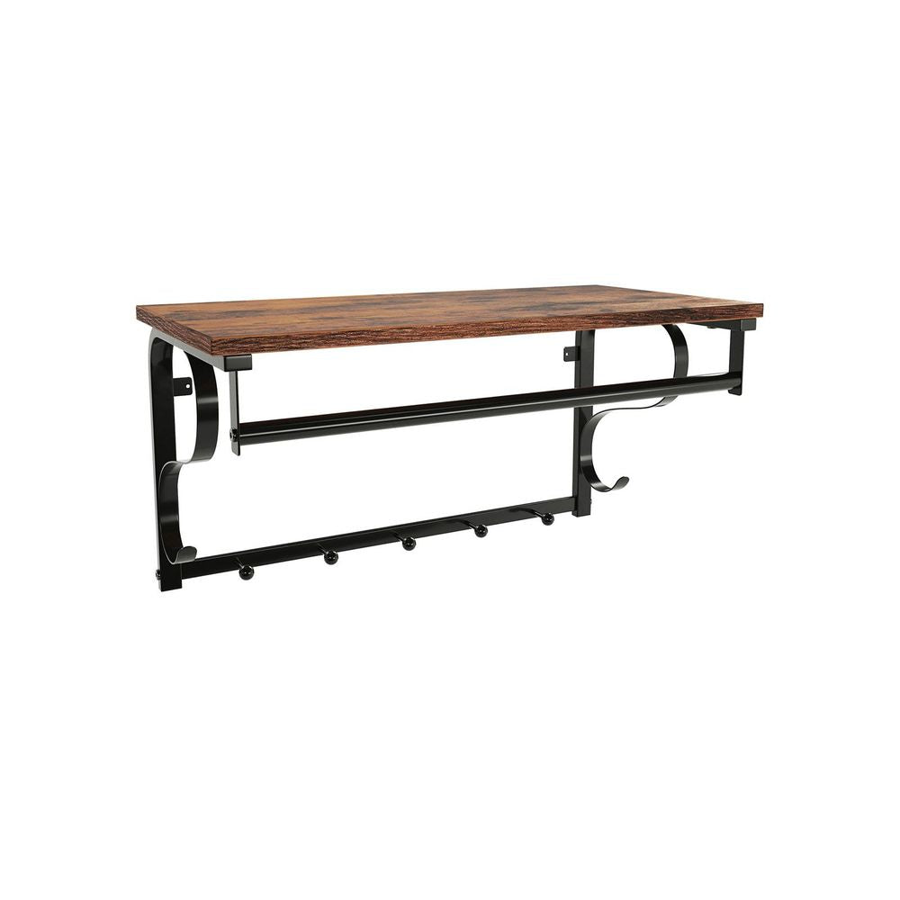 Vasagle Wandgarderobe – 5 Haken, MDF/Edelstahl, Braun, 60 × 30 × 31,7 cm