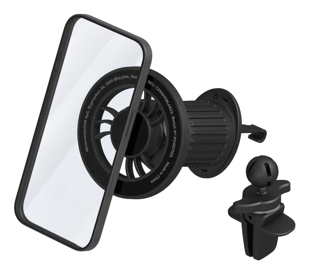 dbramante1928 Auto-Magnethalter, Lüftung, 360° drehbar – für iPhone 12–17 – Schwarz, Kunststoff