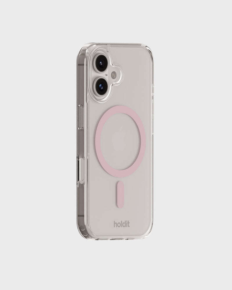 HoldIt Backcover – für Apple iPhone 16 – pink/transparent – MagSafe-kompatibel