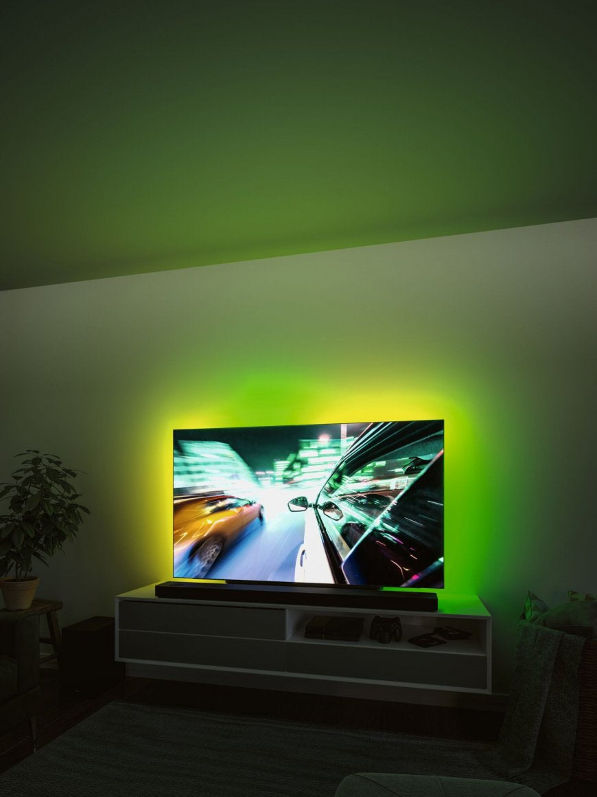 Paulmann LED-Strip – 2,4 m, 4 W, RGB, dimmbar, schwarz, USB, Fernbedienung, für 65"