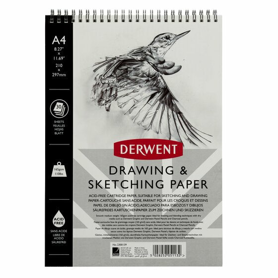 Derwent Zeichenblock – A4, 165 g/m², perforiert, 30 Blatt
