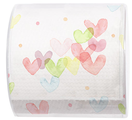 Paper + Design Motiv-Toilettenpapier – 3-lagig, Motiv Hearts Pastel, Blattgrösse 109 × 105 mm, 200 Blatt/Rolle