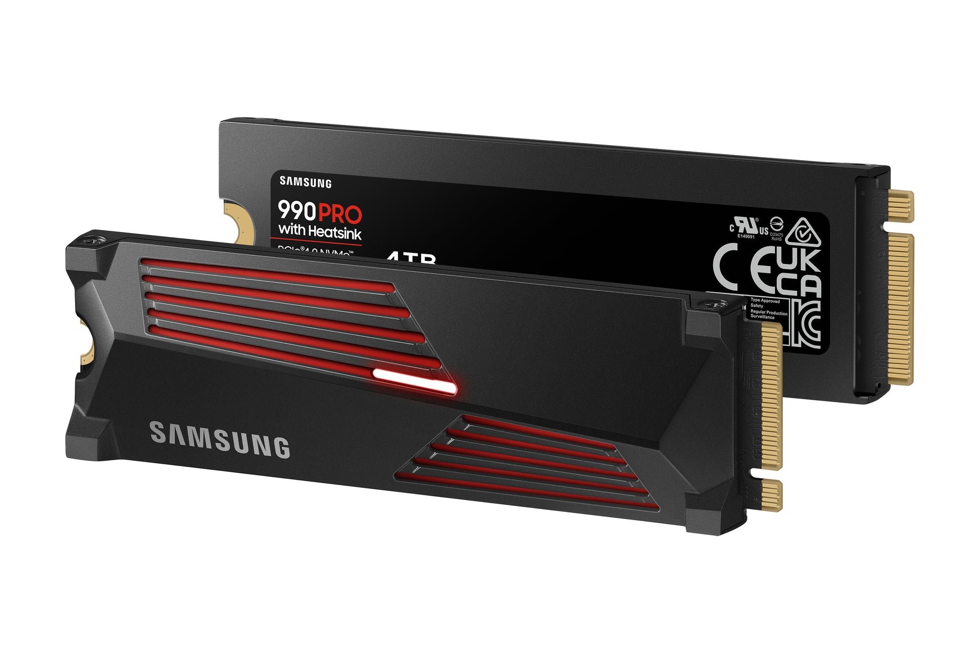 Samsung 990 PRO – 4 TB M.2 2280 NVMe PCIe 4.0 x4, 7'450/6'900 MB/s, V-NAND TLC, mit Kühlkörper