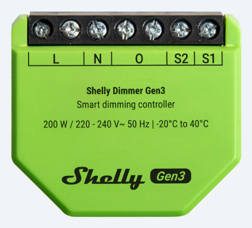 Shelly Dimmer Gen3 – Zubehör – WLAN, Leistungsmessung, 150 W (LED), 200 W (Halogen) – für Amazon Alexa