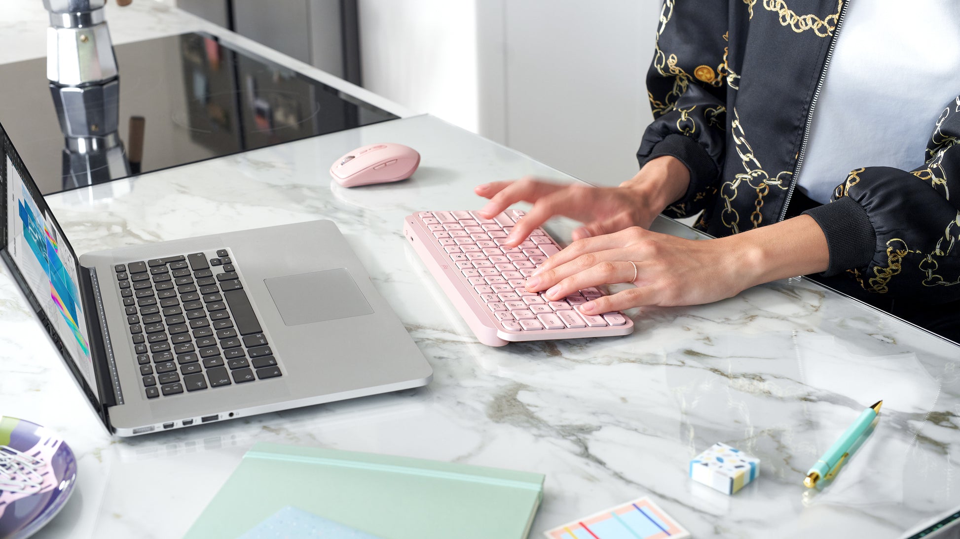 Logitech MX KEYS MINI – Tastatur, kabellos, IT-Layout (IT), 60%, beleuchtet, Rosa